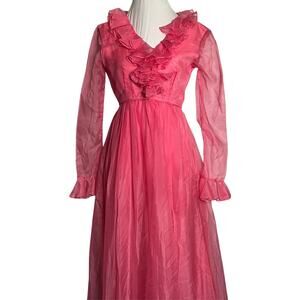 Vintage 1970s Extra Small Emma Domb Pink Maxi Dress